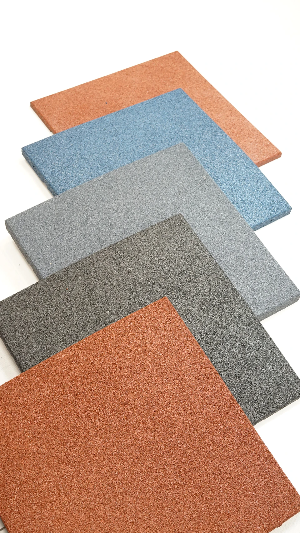 Gran Elastic rubber tiles stacked showing colour range