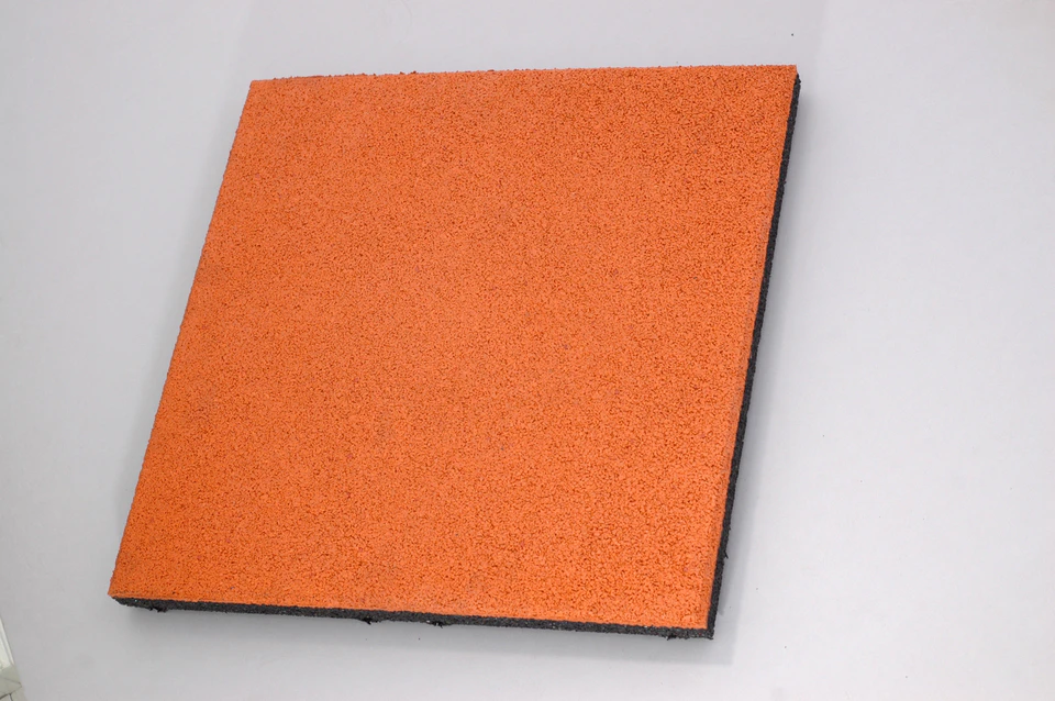 Orange Gran Elastic recycled rubber gym tile 500x500mm